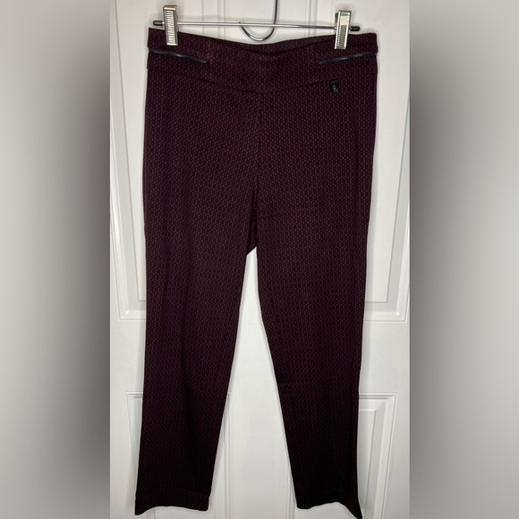 Anne Klein Burgundy & Black Stretchy Ankle Pants Women's NWT - Picture 8 of 9